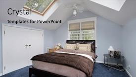  Presentation with home - Theme consisting of master-bedroom-in-suburban-home background and a light gray colored foreground