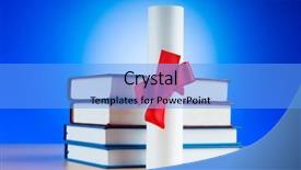  Presentation with stack books - Presentation theme enhanced with master data - diploma and stack of books background and a light blue colored foreground