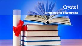  Presentation with stack books - Presentation theme with master data - diploma and stack of books background and a cobalt blue colored foreground