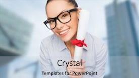  Presentation with diploma - Theme featuring master degree - business educatiom and office concept background and a light blue colored foreground