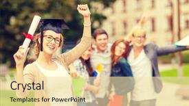  Presentation with classmates - Presentation design with master degree - education campus and teenage concept background and a blonde colored foreground