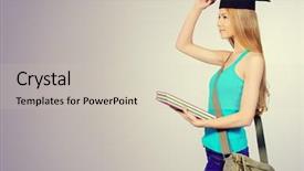  Presentation with academic - Slides having master degree - portrait of a student girl background and a soft green colored foreground