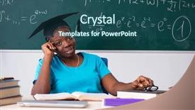 Presentation with black female - Audience pleasing PPT layouts consisting of master hat book - black female student in front backdrop and a  colored foreground