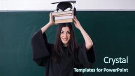  Presentation with green - Presentation theme featuring master hat book - female graduate student in front background and a wine colored foreground