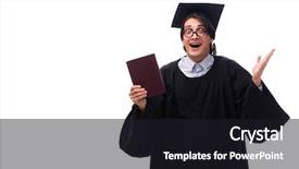  Presentation with university of derby - Cool new slide deck with master hat book - young handsome man graduating backdrop and a  colored foreground