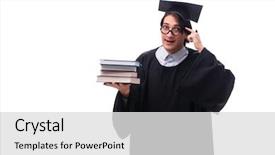  Presentation with university - Theme having master hat book - young handsome man graduating background and a light gray colored foreground