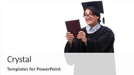  Presentation with university - Audience pleasing PPT layouts consisting of master hat book - young handsome man graduating backdrop and a  colored foreground