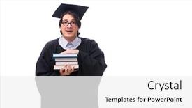  Presentation with cooperative university - PPT theme having master hat book - young handsome man graduating background and a white colored foreground