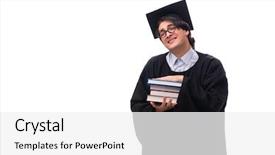  Presentation with university - Presentation enhanced with master hat book - young handsome man graduating background and a white colored foreground