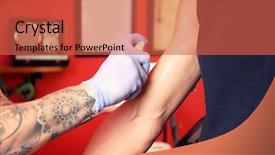  Presentation with antiseptic - Presentation theme featuring master in studio applying antiseptic background and a red colored foreground