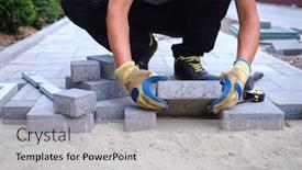  Presentation with brick paving - PPT theme featuring stones in layers garden brick background and a light gray colored foreground