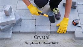  Presentation with brick paving - Beautiful presentation theme featuring master-in-yellow-gloves-lays backdrop and a light gray colored foreground