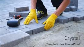  Presentation with brick paving - PPT theme with master-in-yellow-gloves-lays background and a light gray colored foreground