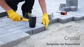  Presentation with paving - Presentation design having master-in-yellow-gloves-lays background and a light gray colored foreground