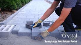  Presentation with brick paving - Audience pleasing presentation theme consisting of master-in-yellow-gloves-lays backdrop and a ocean colored foreground