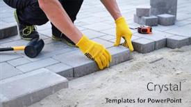  Presentation with brick paving - Colorful presentation theme enhanced with master-in-yellow-gloves-lays backdrop and a light gray colored foreground