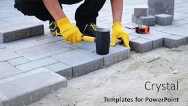  Presentation with brick paving - Presentation theme featuring master-in-yellow-gloves-lays background and a light gray colored foreground