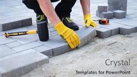  Presentation with brick paving - Beautiful slide deck featuring master-in-yellow-gloves-lays backdrop and a light gray colored foreground
