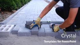  Presentation with paving - Amazing slides having master-in-yellow-gloves-lays backdrop and a gray colored foreground