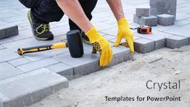  Presentation with brick paving - Theme consisting of master-in-yellow-gloves-lays background and a light gray colored foreground