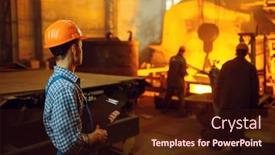  Presentation with furnace - Presentation theme consisting of master-looks-on-steelmaking-process background and a wine colored foreground