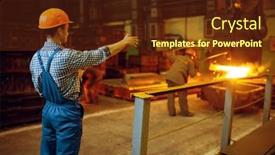  Presentation with furnace - Colorful slide deck enhanced with master-looks-on-steelmaking-process backdrop and a tawny brown colored foreground