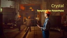  Presentation with furnace - Audience pleasing PPT layouts consisting of master-looks-on-steelmaking-process backdrop and a tawny brown colored foreground