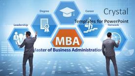  Presentation with administration - Presentation design featuring master-of-business-administration-mba background and a light blue colored foreground