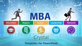  Presentation with administration - Audience pleasing presentation design consisting of master-of-business-administration-mba backdrop and a light blue colored foreground