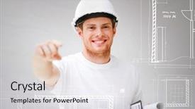  Presentation with interior design - Cool new presentation theme with master plan - architecture interior design and renovation backdrop and a sky blue colored foreground