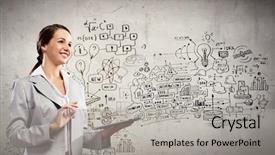  Presentation with ipad - Audience pleasing slide deck consisting of master plan - attractive businesswoman holding ipad business backdrop and a light gray colored foreground