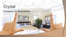  Presentation with custom - Slide set with master plan - beautiful hands framing custom bedroom background and a sky blue colored foreground