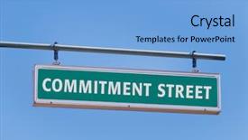  Presentation with commitment - Presentation design having master plan - commitment street sign background and a light blue colored foreground