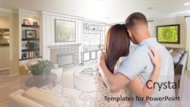  Presentation with military - PPT theme enhanced with master plan - curious young military couple looking background and a soft green colored foreground