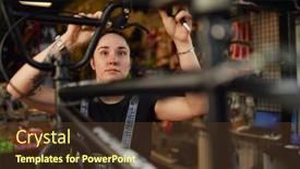  Presentation with bike - Colorful PPT theme enhanced with master-repairing-handlebar-of-bike backdrop and a  colored foreground