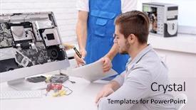  Presentation with process - Amazing slides having master showing the repair process backdrop and a  colored foreground