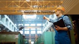  Presentation with crane - Slide deck having master-shows-thumbs-up background and a gold colored foreground