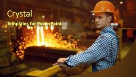  Presentation with furnace - Presentation design featuring master-steelmaker-at-furnace-steel background and a tawny brown colored foreground