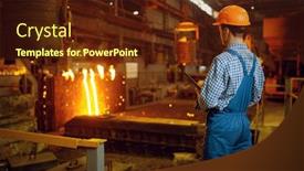  Presentation with steel factory - Cool new theme with master-steelmaker-at-furnace-steel backdrop and a tawny brown colored foreground
