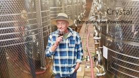  Presentation with wine - PPT theme featuring master-winemaker-with-a-glass background and a coral colored foreground