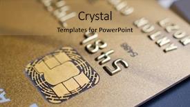  Presentation with chip - Colorful slide set enhanced with mastercard - plastic payment card chip close backdrop and a coral colored foreground