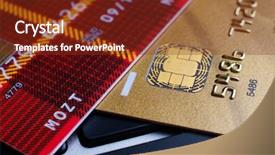  Presentation with chip - Cool new slide deck with mastercard - plastic payment cards with chip backdrop and a tawny brown colored foreground