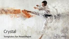  Presentation with karate - Amazing presentation theme having masters breaking with leg wooden backdrop and a light gray colored foreground