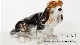  Presentation with basset hound - Beautiful PPT theme featuring mastery - basset hound ceramic figurine dog backdrop and a  colored foreground