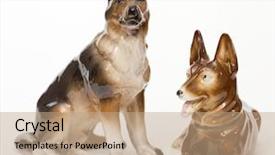  Presentation with ceramic - PPT theme having mastery - german shepherds ceramic figurine dog background and a coral colored foreground
