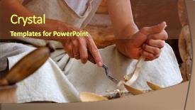  Presentation with craftsman - Audience pleasing presentation theme consisting of color guide spectrum swatch samples rainbow on white background backdrop and a soft green colored foreground.