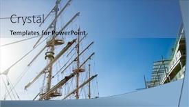  Presentation with sail - Beautiful slides featuring galleon - masts of sail vessel backdrop and a light blue colored foreground