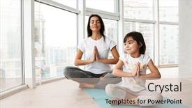  Presentation with people - PPT layouts featuring mat and keeping palms together background and a soft green colored foreground