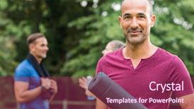  Presentation with senior fitness - Cool new presentation theme with mat at park after fitness backdrop and a violet colored foreground