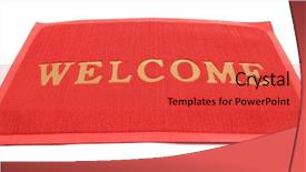  Presentation with welcome - Amazing PPT layouts having mat doormat welcome mat backdrop and a red colored foreground